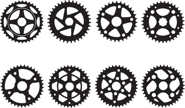 Bicycle sprocket silhouette, bike sprocket vector, chain sprocket vector icon, sprocket wheel icon, bike cogwheel symbol illustration