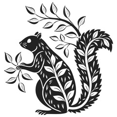 Leafy squirrel silhouette art