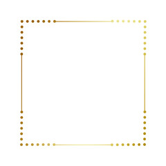 Gold gradient thin line with dotted square frame element..