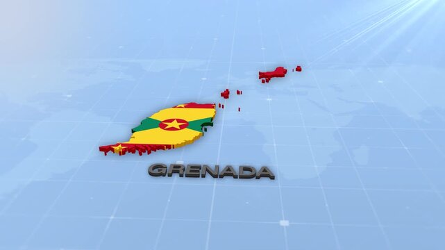 Grenada Geographic Map and Flag Animated Motion Graphic Background | Grenada Map Animation