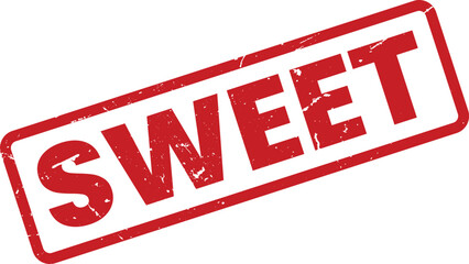 Red Sweet Rubber Stamp Effect - Grunge Style Vector Illustration for Food, Dessert, and Candy Concepts. Perfect for Marketing and Design Projects