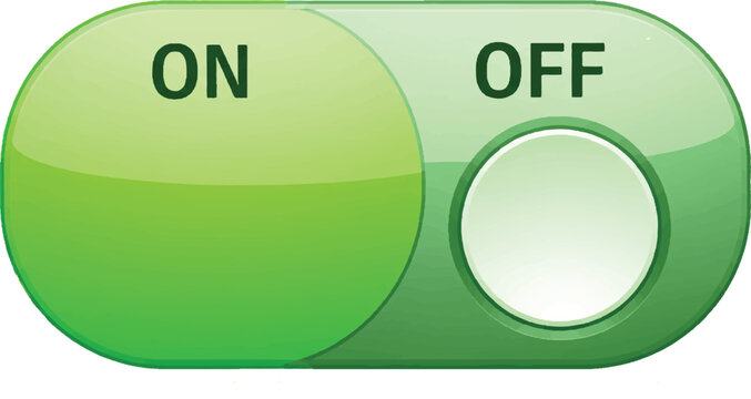 The image features a green toggle switch that visually indicates its current status.Victor Illustrator Design