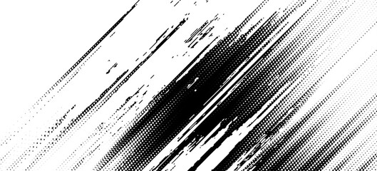 Grunge line abstract halftone background with dots. Black and white pop art pattern in comic style. Retro striped texture. Monochrome gradation effect. Dotted halftone gradient texture.