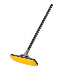 A modern curling broom with a yellow pad for sweeping the ice during matches Transparent Background, Cutout