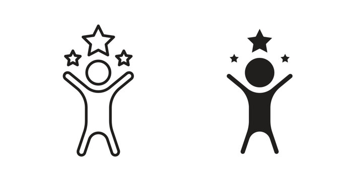 Success icons set isolated on white background flat vector illustration.