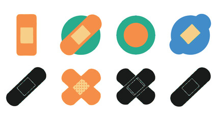 Colorful adhesive bandages in various shapes and designs a medical illustration