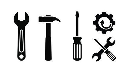 A collection of essential hand tools wrench hammer screwdriver gear and pliers