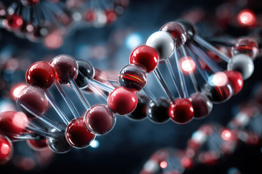 Molecular structure of DNA with vivid colors illustrating biological processes - Powered by Adobe