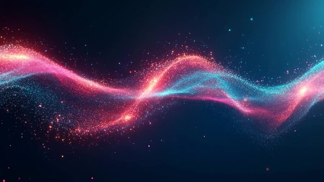 Dynamic particle wave energy flow abstract background