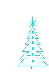 Fototapeta premium A futuristic digital Christmas tree illuminated by glowing lights against an abstract backdrop, set in a winter holiday scene with space for copy and a banner