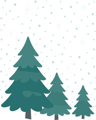 Fototapeta premium Snow-covered winter scenery with twinkling lights and fir trees