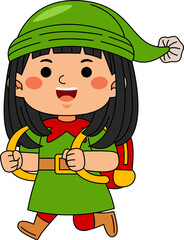 Elf Girl Cartoon Christmas Character