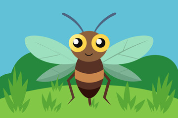 Insect meadow close up cartoon background simple vector illustration