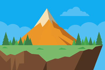 Mountain cliffs habitat cartoon background simple vector illustration