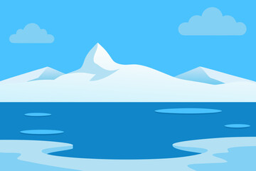 Arctic ice plains cartoon background simple vector illustration