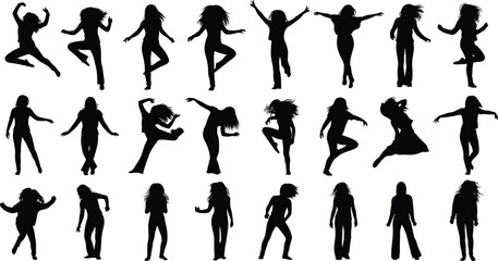dance, silhouette, movement, pose, rhythm, gesture, body, figure, posture, jump, spin, vector, black, white, expression