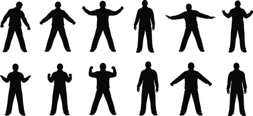pose, silhouette, human, gesture, posture, figure, stance, movement, body, vector, black, white, standing, icon, anatomy