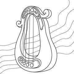 Lyre vector, a musical instrument outline drawing