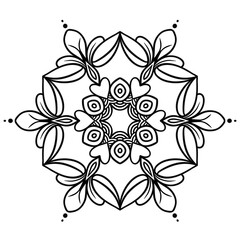 Fototapeta premium Floral Mandala: A delicate floral mandala, symbolizing harmony and balance, is presented with graceful simplicity. The symmetrical design invites contemplation, ideal for creative projects.