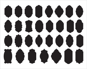 Ornamental Silhouette Labels And Frames Set