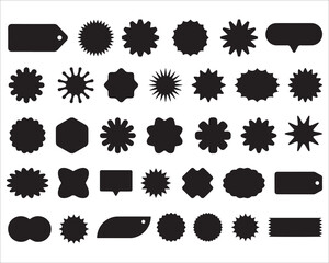 Black Silhouette Badge And Label Icon Set