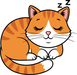 Cat sleeping cartoon tabby kitten animal rest