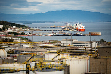 oil refinery plant in the port