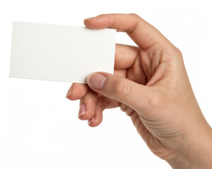 Fototapeta premium Hand Holding Blank White Horizontal Card for Business Identity, Branding, and Communication Concept Design Transparent PNG