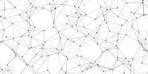 Abstract geometric network of interconnected black dots and grey lines forming a complex web pattern on a white background representing data science and technology concepts