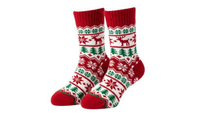 Festive holiday knit socks for Christmas celebration with reindeer pattern