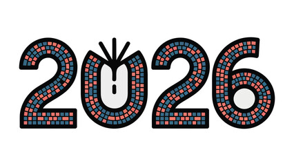 Visualizing the Year 2026: An abstract design showcases the year 2026 in a modern, artistic way, ideal for presentations or themed designs.