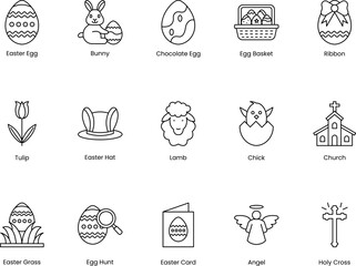 Easter line icon pack