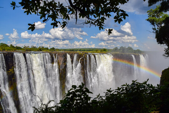 Victoria Falls aka Mosi-Oa-Tunya waterfall, view from Zimbabwe