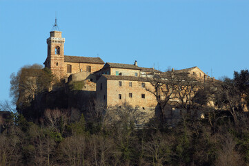 Fototapeta premium Monte Vidon Combatte, Fermo district, Marche region, Italy, the village perched on a hill