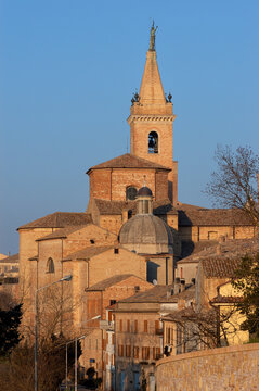 Ripatransone, Ascoli Piceno district, Marche region, Italy, view of the village with the bell tower of the Cathedral built between 1597 and 1623