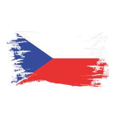 Czech republic flag with a distressed brushstroke texture on a white background