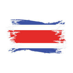 Costa rica flag with distressed brushstroke texture and vibrant national colors