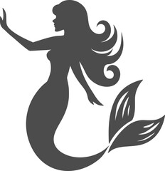 Classic mermaid vector icon with detailed scales, perfect for fantasy book covers and mythical illustrations.