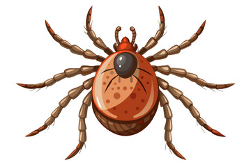 High-quality illustration of a tick insect with realistic detail and color. This vector graphic shows the tick’s body structure, legs, and texture, perfect for educational, scientific, and medical pur