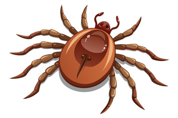 High-quality illustration of a tick insect with realistic detail and color. This vector graphic shows the tick’s body structure, legs, and texture, perfect for educational, scientific, and medical pur