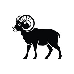 A ram animal with horns silhouette vector art illustration