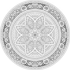 Mandala flower pattern coloring complex spiritual vector