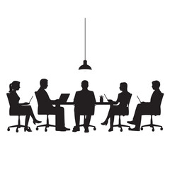 Office Employees Silhouette Vector Illustration