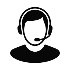 Customer support representative wearing headset
