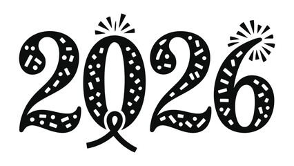 2026 Typography: A stylish number illustration represents the year 2026, perfect for conveying anticipation, futuristic design, or temporal concepts.