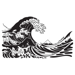 Ocean Water Wave Pattern Silhouette Vector Illustration