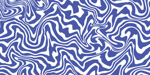 Blue wavy lines abstract background. Trendy psychedelic retro style backdrop. Waves, swirl and twirl pattern. Twisted distorted vector texture. Y2k aesthetic design