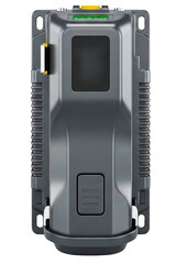 Obraz premium Grey industrial plastic electronic enclosure box with mounting holes isolated on a transparent background