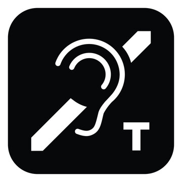 Hearing Loop Accessibility Icon &ndash; Ear with Telecoil &ldquo;T&rdquo; Symbol