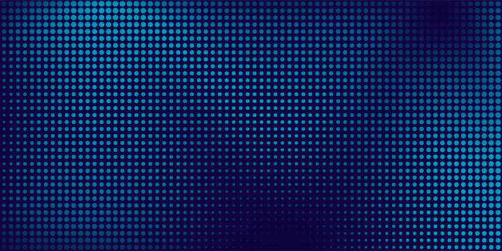Abstract light blue dynamic wavy dots with texture on dark blue background. Copy space of dark blue. Modern dots with mesh presentation. EPS 10